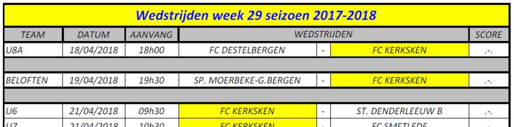 VOLGENDE SPEELDAG: Met sportieve