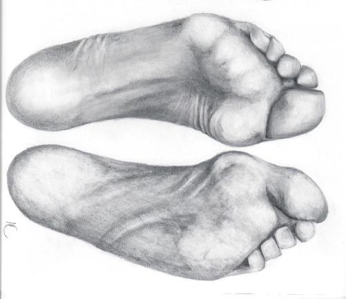 Dit is een tekening van voeten zoals wij in onze prak3jken