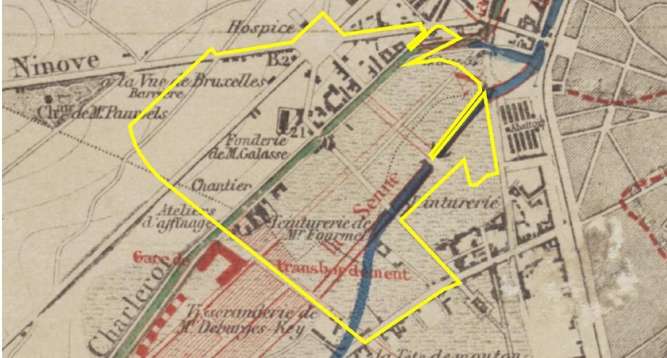 Loop van de Zenne vóór de sanering, Victor Besme, 1864 (bron: Cartesius.