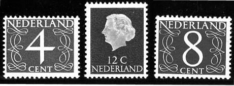 GOUDA ZEGELS Frankeerzegels gedrukt op fluorescerend papier. Uitgegeven alleen in Gouda op 27 augustus 1962. Gebruikt voor een proef met de opzet-stempelmachine ( facer ). NVPH nr. 774-776.