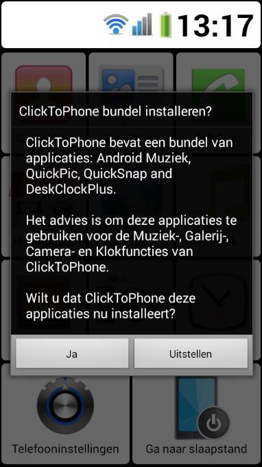 Android Music In de Expertmodus maakt de ClickToPhone gebruik van deze applicatie voor