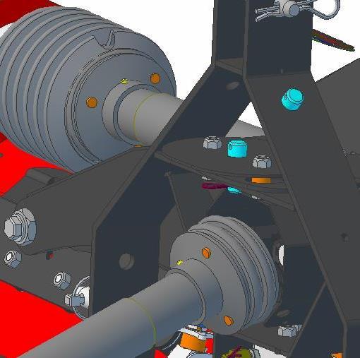 6.3. Tijdens transport Door het monteren van de pin door het Aframe en Mframe zal de machine geen bochten meer kunnen maken en is deze klaar voor transport.