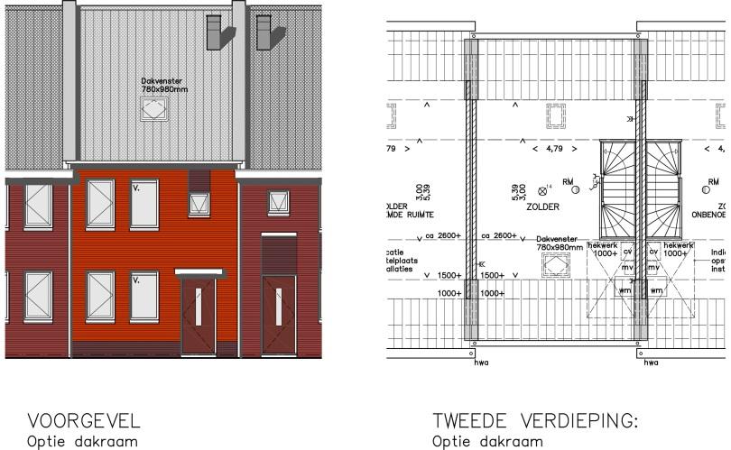 Plaats: achterkant 2e verdieping. B11.2 Dakraam tpv voorgevel 1. Plaats: achterkant 2e verdieping. B12.1 Dakkapel aanbrengen, afmeting 2,4 m 8.