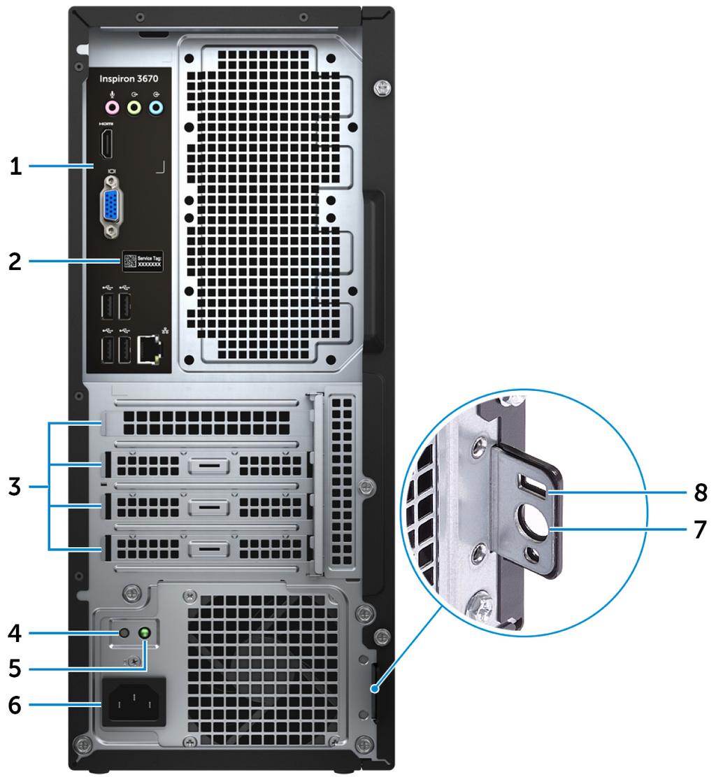 5 Aan-uitknop Druk op deze knop om de computer in te schakelen als deze is uitgeschakeld of in de slaapstand staat. Druk op deze knop om de computer in de slaapstand te zetten als hij is ingeschakeld.