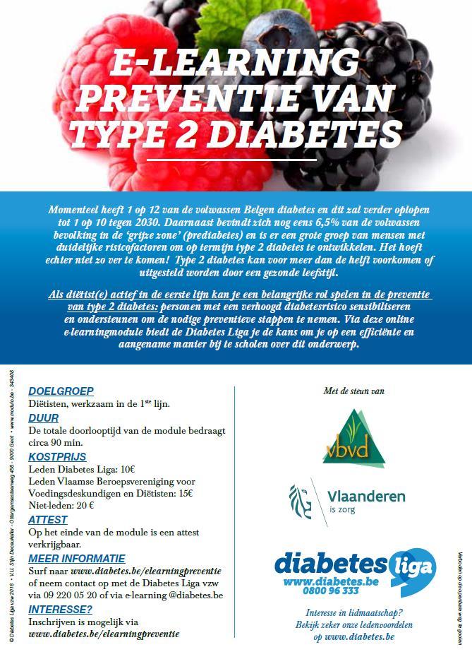 E-LEARNING PREVENTIE VAN T2DM Interactieve online cursus Topic: Preventie van type 2 diabetes Doelgroep: