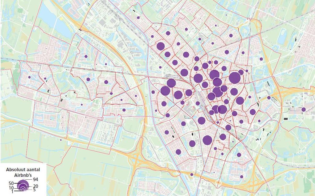 Duizenden Particulier toeristisch verblijf & bestedingen Particulier toeristisch verblijf: gasten en gemiddeld aantal nachten** Aantal actieve Airbnb s per buurt, per oktober 17*** 6 55 5 5 35 3 5 15