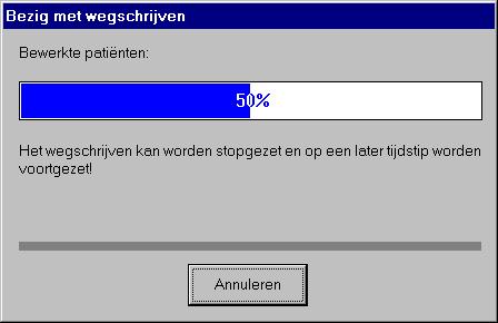 Het webschrijven Het wegschrijven kan enige tijd in beslag nemen. Een dialoogvenster toont hoe ver de bewerking is gevorderd.