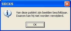 3 Bediening Sirona Dental Systems GmbH 3.5 Fotobeheer In dit geval verschijnt de volgende melding. De functie oproepen 3.4.6 Hoe meld ik een patiënt af? Klik op de knop.