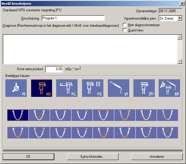 Sirona Dental Systems GmbH 3 Bediening 3.5 Fotobeheer Dialoogvenster Beeldinformatie Het getoonde dialoogvenster bevat de beschikbare informatie bij de actuele, geopende opname.