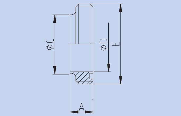 WARTEL DS Inch A B C D E Kg 304 1" 20,0 57,0 35,0 Rd44x1/6" 0,160 19334004 1,5" 20,0 71,0 48,5 Rd58x1/6" 0,220 19334009 2" 22,0 86,0 62,5 Rd72x1/6"