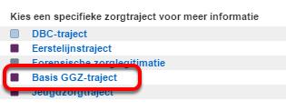 Door daar op te klikken is een specifiek zorgtraject te