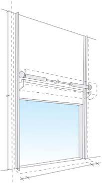 Verhoogd railsysteem geïnstalleerd, met het verenpakket aangebracht aan het eind van de horizontale rails Type gebouw: Extra hoog plafond en behoefte aan veel werkruimte.