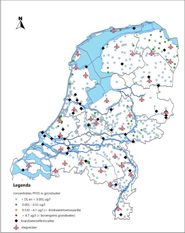 Figuur 8 Combinatie voorkomen PFOS in grondwater