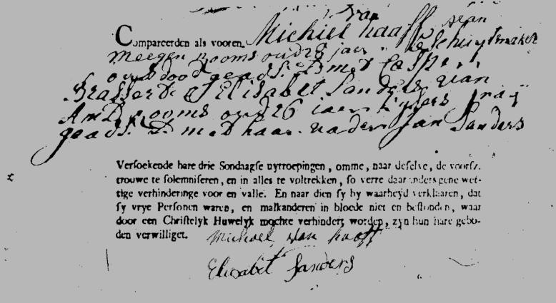 XIIIb2-1 XIIIb2 Avonturier Michael van Haaff (1753-1819) Michael van Haaff is de derde zoon van Petrus Emericus (XIIIb). Hij wordt RK gedoopt te Megen op zondag 30 sept. 1753.