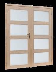 VUREN DEUREN 100 cm deur extra breed. Glasdeur 8-ruits Buitenmaat (bxh) 91x201,5 cm Inbouwmaat (bxh) 85x197 cm Alleen linksdraaiend verkrijgbaar.