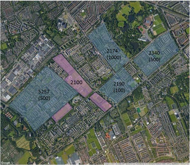 CentraI Innovation District en Binckhorst Den Haag Zuidwest Figuur : kaart van Den Haag met daarin aangegeven de globale locatie van de twee gebieden waarvoor in deze studie het effect van