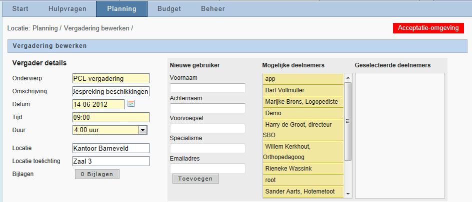 Planning om een nieuwe