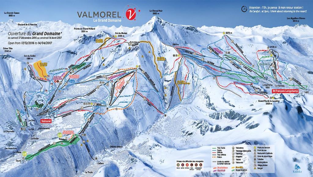 Skigebied: SKIGEBIED: GRAND DOMAINE SKI AREA Van 1250m naar 2550m 150 km