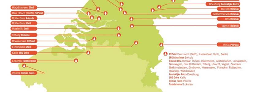 1 Locatie LNG tankstations Nederland Bron: National Policy Framework, Country update Nederland.