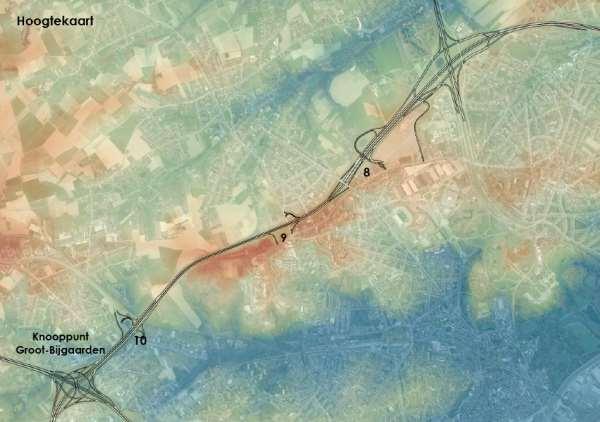 GROENBLAUW NETWERK Topografie Figuur 26: Zone Wemmel Topografie (Geopunt Vlaanderen, Digitaal Hoogtemodel Vlaanderen II, digitaal terreinmodel 1m) Figuur 27: Zone Wemmel - profiel De R0 is