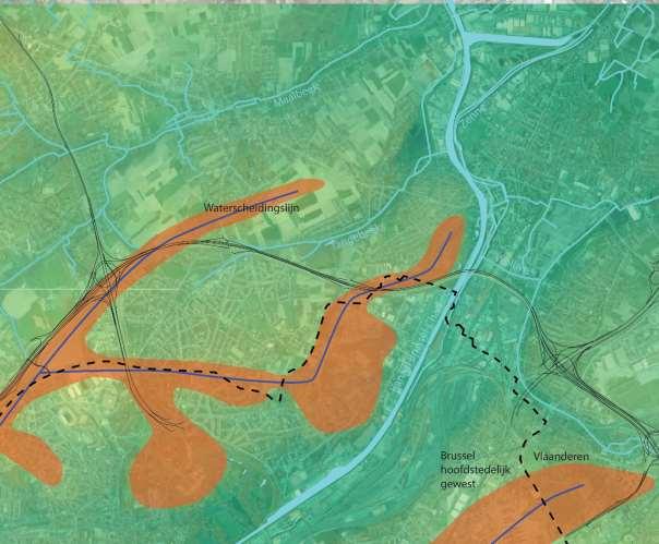 Hydrologisch netwerk Figuur 39: Zone Vilvoorde Hydrologisch netwerk (geopunt) In de zone Vilvoorde zijn er verschillende beek- en valleistructuren aanwezig die het landschap vormgeven.