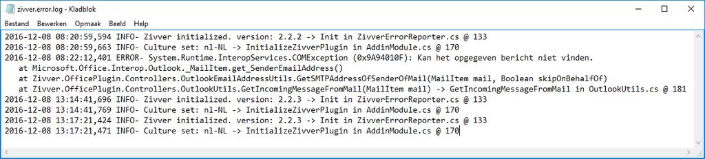 Als je contact opneemt met onze support-afdeling over een probleem in de Office plug-in, is het handig om het error-log als bijlage mee te sturen.