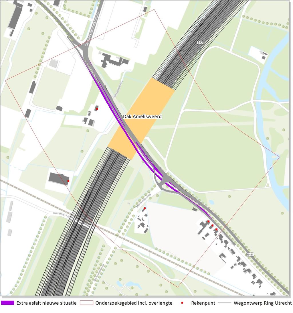 4.3 Koningsweg, Utrecht 4.3.1 Situatiebeschrijving In het kader van het OTB/MER Ring Utrecht wordt op de bak bij Amelisweerd over een lengte van 249 meter een dak geplaatst.