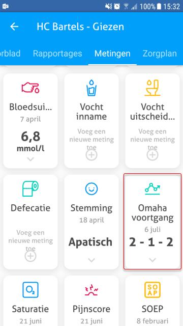 Ons Dossier app - Omaha Indien gebruik gemaakt wordt van de vernieuwde Omaha-implementatie wordt deze ook getoond in de Dossier app.