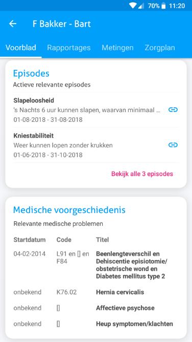 Ons Dossier app - Medische episodes (alleen in Android) De Ons Dossier app ondersteunt episodegericht werken. Episodes bij clienten kunnen op verschillende manieren ingezien worden.