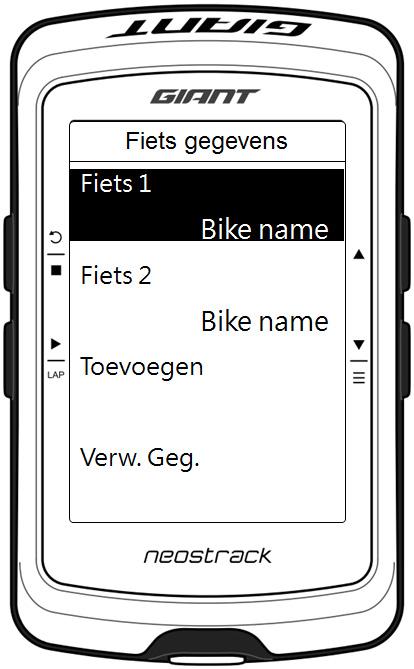 De volgende procedure is een voorbeeld met een Giant NeosTrack ﬁetscomputer.