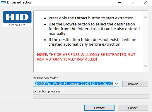 Stap: klik op "Extract" om de driver te installeren.
