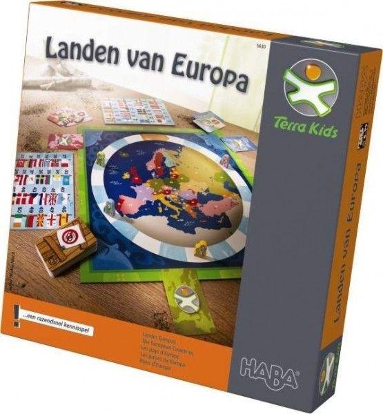LANDEN VAN EUROPA Het spel Landen van Europa uit de HABA-reeks 'Terra Kids' is een razendsnel kennisspel