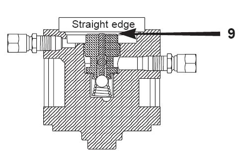 DP27 / DP27E / / DP27Y 9. Tussen de klepstoter en een rechte lat op de zitting van de servomembranen moet een kleine lichtspleet zijn. Rechte lat 10.