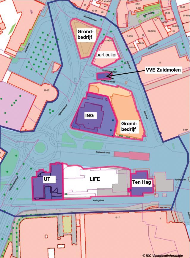 Pilotproject Enschede - Kop Boulevard Huidige situatie Totaal gebied 4 ha Ligging pal tegen stadscentrum aan Gelegen naast nieuwe ontwikkeling MST en Koningsplein Verschillende eigenaren met