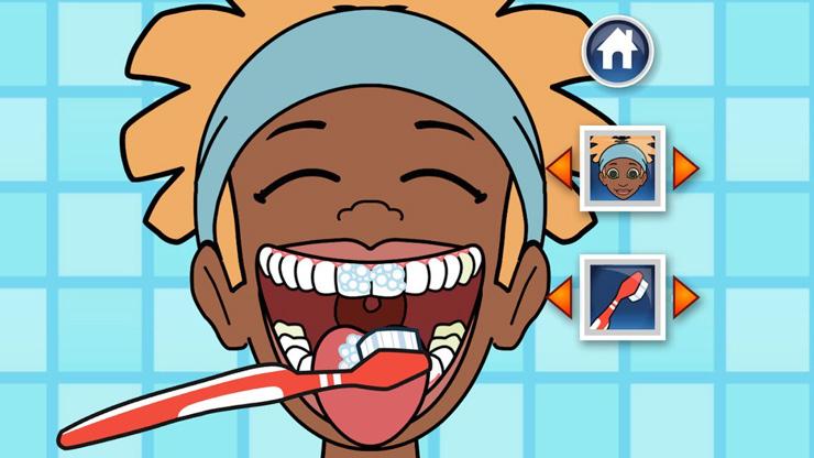 10 De tweede game Die gaat over tandenpoetsen. De gebruiker krijgt weer een intro plaatje en vervolgens mag hij/zij poetsen.