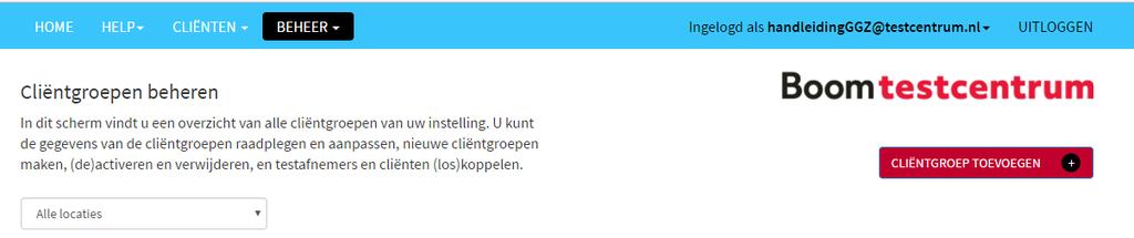 2: Klik op Cliëntgroep toevoegen 3. Vul de groepsgegevens in en klik op de rode knop Cliëntgroep toevoegen (zie afbeelding 3.3).