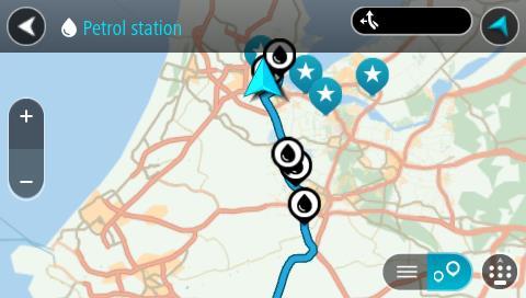 De kaart wordt geopend en er worden locaties van benzinestations getoond.