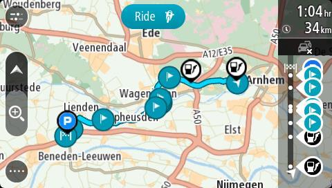 Je route wordt berekend vanaf het nieuwe beginpunt. 5. Selecteer Rijd. Het beginpunt van je route wordt omgezet in je eerste tussenstop en vervolgens wordt de route gepland vanaf je huidige locatie.