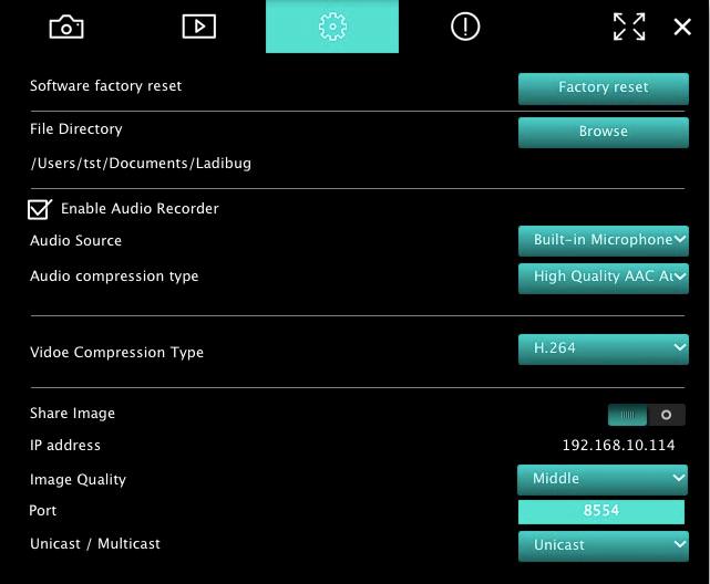 6.3.7 Instelling (Geavanceerd) Klik op om het instelmenu te openen 1. Software fabriek standaard instellingen: Terugzetten naar de standaardwaarde. 2. Bestand directory: Bestand opslagpad. 3.