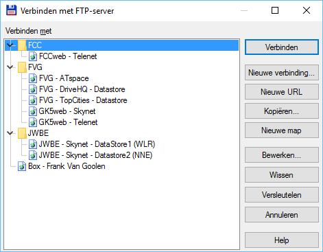 15.2.2 Het FTP-client venster We roepen dit venster op via het menu Netwerk en het item FTP verbind maken of met de toetsencombinatie [ CTRL ] + [ F ].
