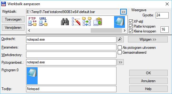 9.2 Knoppen bewerken 9.2.1 Inleiding Vanaf dit configuratievenster kunnen we alle handelingen uitvoeren die nodig zijn om onze werkbalken te beheren.