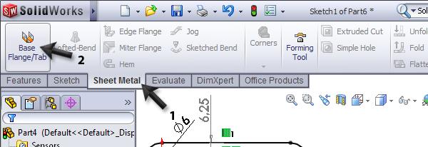 Klik in de CommandManager op Offset. 3. Stel in de PropertyManager de afstand in op 6.25mm 4.