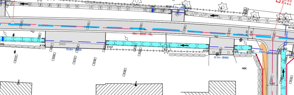 Geplande toestand GREESSTRAAT Afvalwaterriolering Vernieuwen grachtinbuizingen en maximaal openmaken grachten Inbrengen bufferconstructies in grachten Rijbaan