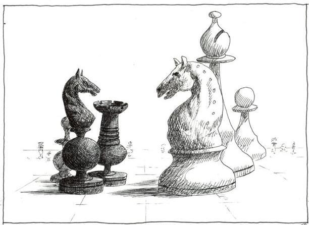 SCHAAKMOTIEVEN Hieronder ziet u een mooie schaakcartoon die betrekking heeft op een gebeurtenis binnen onze vereniging.