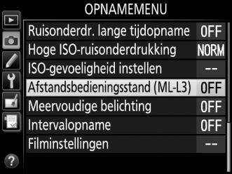 & Fotograferen met de afstandsbediening Een optionele ML-L3-afstandsbediening gebruiken De optionele ML-L3-afstandsbediening (0 309) kan worden gebruikt om cameratrilling te verminderen of voor