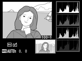 A Zoomweergave Om in te zoomen op de foto wanneer het histogram wordt weergegeven, druk op X (T).