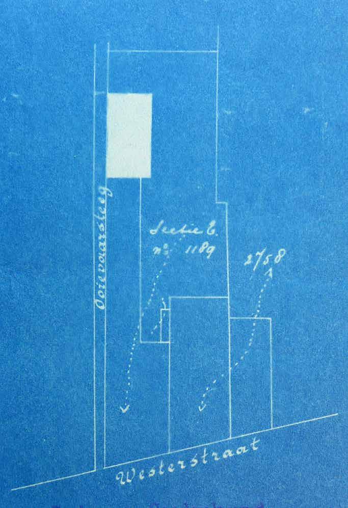 Afb. 5. Plan voor nieuwe schuur uit 1924. Westfries Archief, Hoorn.. Afb. 6. Opstand zijgevel van de nieuwe schuur uit 1924. Westfries Archief, Hoorn. dige huis, bewoond door Hendrik Fredericksz.