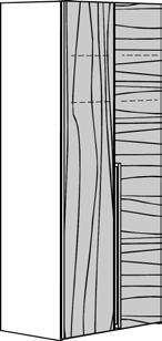 lamp: zie tabel blz. 6 rechts boven) Indeling per element: 2 legplanken, 1 kleerstang; kastinterieur altijd in lak wit. Draaideuren, naar keuze met spiegel (meerprijs), met massief houten greep.