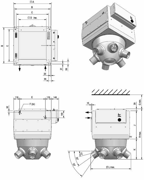 NOZ2 50-H(C)6 / NOZ2 50-(H)C6 NOZ2 COOLING Installatiehoogte m 3,5-14,0 Werkgebied m 2 200-800 Elektrische voeding V/ph/Hz 400/1+N/50 Max. ingangsstroom A 2,2 Max. ingangsvermogen kw 1,340 Max.