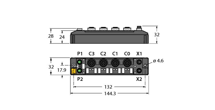 Functietoebehoren TBEN-S2-4IOL 6814024 compacte multiprotocol-i/o-module, 4 IO-Link master 1.1 klasse A, 4 universele digitale PNP-kanalen 0.